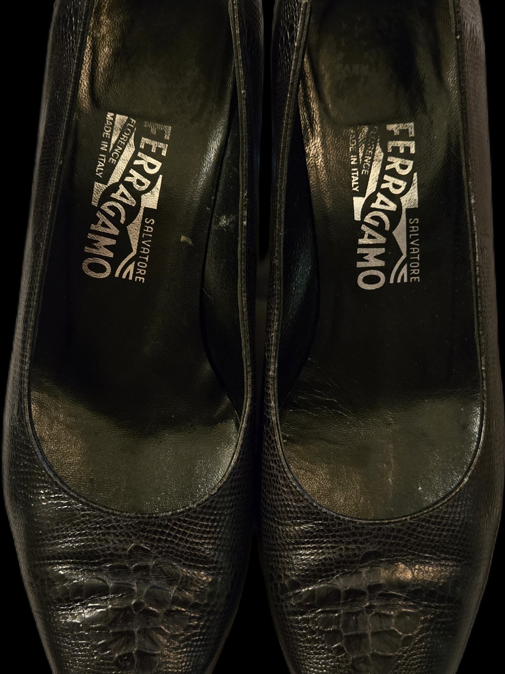 Salvatore Ferragamo Dark Purple Textured Leather Pumps Size 7.5